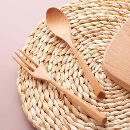 Forks Natural Beech Wood Spoon Fork Travel Portable Salad Ice Cream Dessert Tableware Long Handle Wooden Cutlery For Kitchen Tool