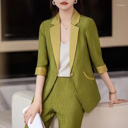 Women's Two Piece Pants Formal Elegant Spring Summer Business Suits Female Pantsuits For Ladies Office Blazers Professional Career Interview