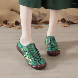 Casual Shoes Summer Flats Sole Women's Ethnic Style Printed Hollow-out Ladies