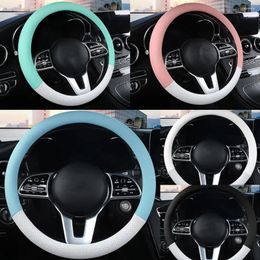 Steering Wheel Covers Karon Colour Leather Car Cover Non-Slip Interior Sweat Absorption Accessories Breathable Comfortable Universa C3L4