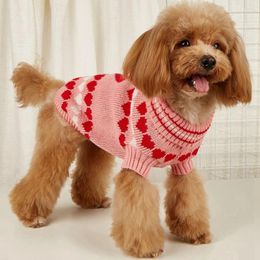 Dog Apparel Valentine's Day Pet Clothes Knitted Sweaters Classic Knitwear Turtleneck Winter Warm Puppy Clothing Holiday