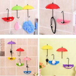 Hooks Multifunction 3Pcs Colourful Umbrella Wall Hook Key Hair Pin Holder Organiser Decorative For Tableware Living Room Kitchen