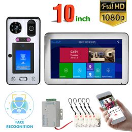 Intercom Mountainone Wifi Wireless 10 inch Video Intercom system Face Recognition Fingerprint IC Video Door Phone Doorbell Weatherproof