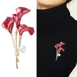 Brooches 1Pc Fashion Pink Plant Calla Lily For Women Clothing Pin Jewellery Party Office Brooch Pins Accessories Gift