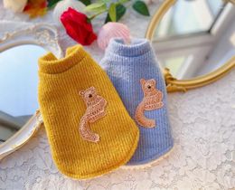 Dog Apparel Handmade Sweater Pet Clothes Jumper Thick Lining Polyester Sherpa Cute Squirrel Warm Vest Winter Outerwear Poodle Maltese