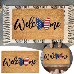 Carpets Butterflies Welcome Sign American Independence Day 4th Of July Funny Cute Doormat Door Mat Friends Blanket