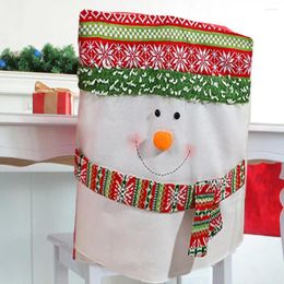 Chair Covers Seat Cover For Holiday Season Festive Snowman Santa Claus Dining Room Merry Christmas Chairs