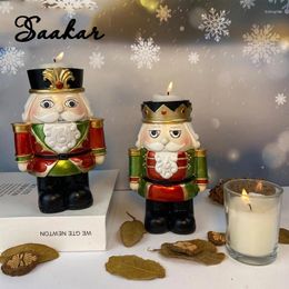 Candle Holders SAAKAR European Style Nutcracker Candlestick Decor Household Living Room Desktop Christmas Resin Decoration Objects