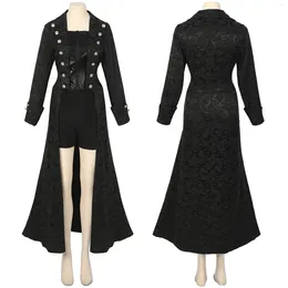 Casual Dresses Women Steampunk Dress Shorts Gothic Victorian Ruffles Mediaeval Renaissance Black Long Sleeve Zipper Lady Vintage Cloth