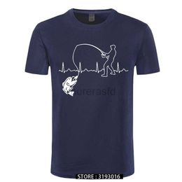Men's T-Shirts Eat Sleep Fishing Heartbeat Men T-Shirts Men Fisherman Fish T-shirt 100% Premium Cotton Brand New Loose Tee Shirt for Male 2445