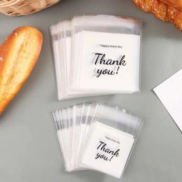 Gift Wrap 100Pcs Plastic Candy Bags Thank You Party Decor Sandwich Bread Packaging Transparent OPP Self Adhesive Pouch