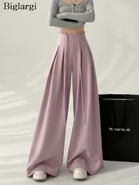 Women's Pants Spring Long High Waist Blazer Suit Pant Women Korean Style Loose Pleated Ladies Trousers Woman Fashion Wide Leg Skirts