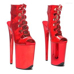 Dance Shoes Leecabe 23CM/9inches Shiny Patent Open Toe Upper Sexy Boots High Heels Platform Pole