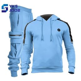 Casual Tracksuit Set Men Hoodies Oversized Breathable Multiple Pockets Couples Sweatshirts Suit Fashion Sport Streetwear 240328