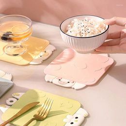 Table Mats Silicone Trivet Mat Flexible Cute Cartoon Animal Pot Plate Holder Non-slip Kitchen Pads For Pans Dishes Countertop