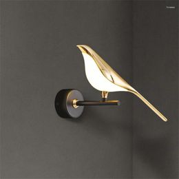 Wall Lamp Gold Simple Led Sconces Creative Restaurant Nordic Bird For Shop Store Bar Home Bedroom Sconce