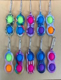 Fidget Toy Key Chain Keychain Finger Push Bubble Board Game Sensory simple dimple Stress Reliever Coloured print Decompression toys4000138