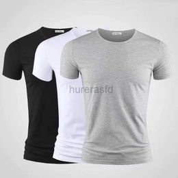 Men's T-Shirts Tops Tees Mens T Shirt Pure Color V/O Collar Short Sleeved 3Pcs Men T-Shirt Black Tights Man T-Shirts Fitness For Male Clothes 2445