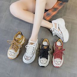 65cm Suede Genuine Leather Platform Wedge Comfy Fashion Lace Breathable Women y Sneakers Summer Hollow Leisure sandal 240328