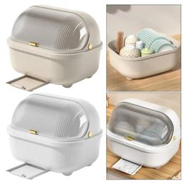 Kitchen Storage 1Pcs Container Rack Dish Bowl Box Plastic With Drainage Drain Cupboard Flexible Cutlery Organizers