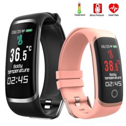 Wristbands Body Temperature Smart Wristband Watches Men Women SmartBand Heart Rate Fitness Tracker Blood Pressure Bracelet For Android IOS