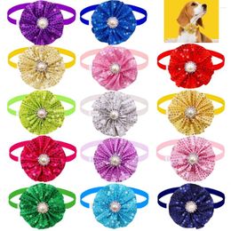 Dog Apparel 50pcs Christmas Supplies Diamond Bow Tie Shining Pet Accessories Bowtie Wedding For Small Dogs