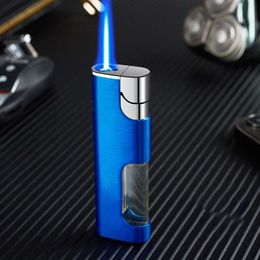 New Mini Metal Windproof Direct Flame Turbo Torch Butane Without Gas Lighter Visible Without Gas Window Flame Adjustable Simple Exquisite Gifts