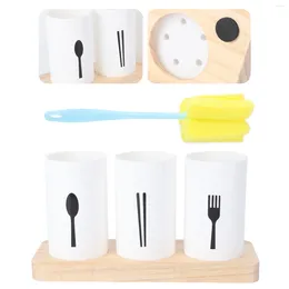 Kitchen Storage Cooking Utensil Holder Flatware Multifunctional Tableware Organizer Container With Draining Base For
