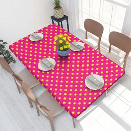 Table Cloth Rectangular Waterproof Oil-Proof Yellow And Pink Polka Dot Tablecloth Covers 4FT Fit