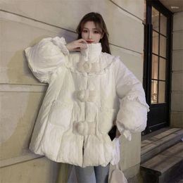 Women's Trench Coats Gidyq Winter Women Thick Warm Parkas Korean Elegant Designed Button Loose Down Jacket Fashion Female Casual Cute Puffty