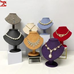 Display Microfiber Necklace Pendant Display Stand Props Jewelry Store Window Counter Showcase Model 18cm High