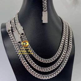 Ready to Ship 8mm 10mm 12mm 14mm 18mm Iced Out Hip Hop Moissanite Diamond 316l Stainless Steel Gold Plated Cuban Link Chainlocket necklaces