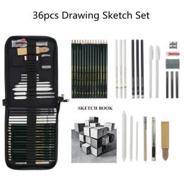 Pencils Seamiart 29/36pcs Professional Painting Sketch Set with Charcoal Pencils 6H12B Canvas Bag Drawing Tools for Art Suppliers