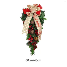 Decorative Flowers Artificial Christmas Teardrop Swag Wreath For Porch Wall Windows