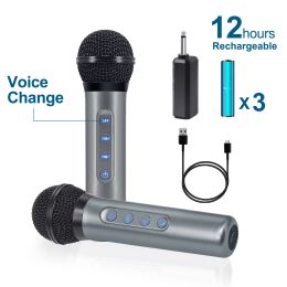 Microphones Handheld Dynamic Sound Effect Wireless Microphone with Rechargeable battery, Volume, Echo Control 100ft Range for Party Karaoke