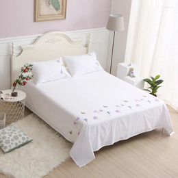 Bedding Sets 60s Satin Cotton Embroidered Twill Bed Sheets Soft White Breathable Combed 600 Thread Count Set 3pcs For Home