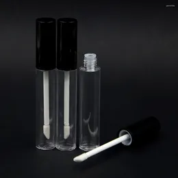 Storage Bottles 100pcs 10 Ml Clear Colour Lip Bottle With Black Lid 10ml Plastic Empty Lipstick Tube Cosmetic Container