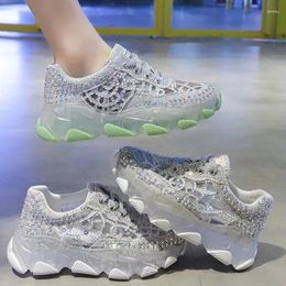 Fitness Shoes Chunky Sneakers Fashion Women Brand Platform Old Dad Luxury Crystal Basket Female White High Quality Casual Woman