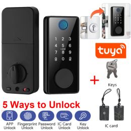 Lock Tuya App Smart Deadbolt Locks Entry Front Door Keyless Fingerprint Keypad Digital Bluetoothcompatible Lock For Home Apartment