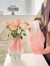 Vases Nordic Creative Frosted Light Luxury Glass Vase Floral Arrangement Living Room Table Decoration Ins