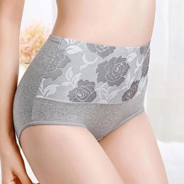 Women's Panties Women High-waisted High Waist Tummy Control Butt-lifted With Flower Pattern Great Elasticity Anti-septic