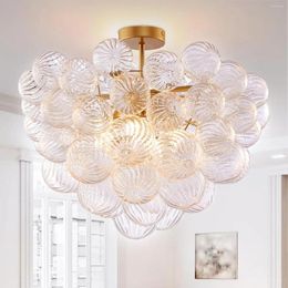 Chandeliers Longree Ceiling Mounted Lamp Clear Bubble Swirled Texture Ball Glass Chandelier Lightings For Bedroom Closet Kitchen Living Room