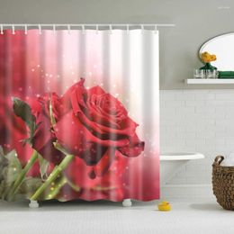 Shower Curtains Flower Rose Waterproof Curtain Polyester Fabric Bathroom With 12 Hooks For Home Decorations