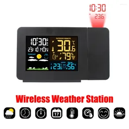 Table Clocks Weather Station Indoor Outdoor Temperature Humidity Digital Alarm EU With Time Projection LED Clock Snooze