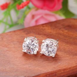 Stud Earrings Ms Round Cubic 3A Zirconia High-Quality Friends Birthday Party Fashion Simple And Generous