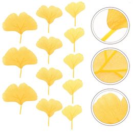 Decorative Flowers 100 Pcs Gold Decor Yellow Artificial Vine Morning Glory Ginkgo Leaves For Party Wedding Faux Leaf Favour