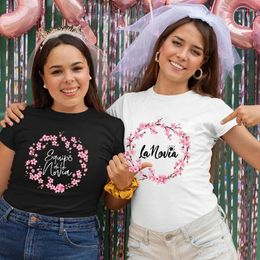 Women's T Shirts Bridal Wedding Team Bride Squad T-Shirt Bachelorette Hen Party Y2k Tops Women Short Sleeved Tshirt Spanish Girl Bridesmaid