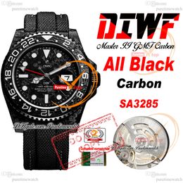 Carbon All Black SA3285 Automatic Mens Watch DIWF V2 Black Dial Nylon Strap Super Edition Same Serial Card Puretime Reloj Hombre Montre Hommes PTRX