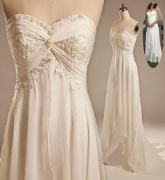 Beach Wedding Bride Dresses 2022 Gowns Sexy Empire Sweetheart Ruffles Appliques Chiffon Low Summer Casual Bridal Gown9885221