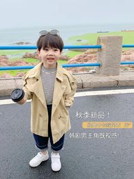 Jackets Boys' Coat Spring And Autumn Children's Trench Mid-Length 2024 Baby Fashion Children Clothing